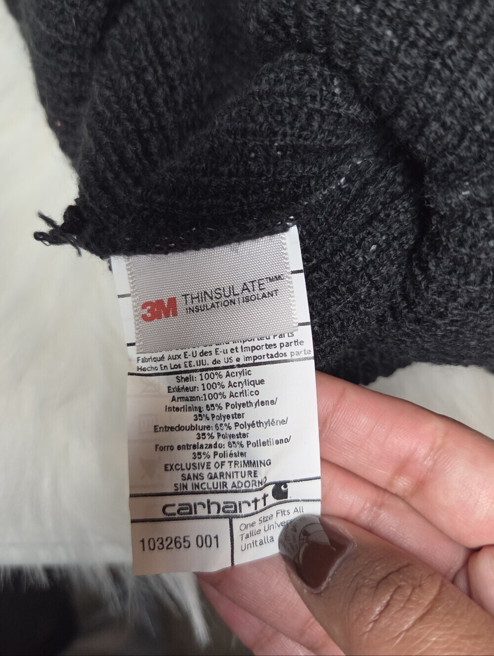 Carhartt Waffle Knit Black Knit Beanie One Size Fits All - Picture 4 of 4